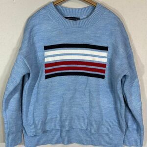 Tommy Hilfiger Women's Small Light Blue Acrylic Logo Sweater